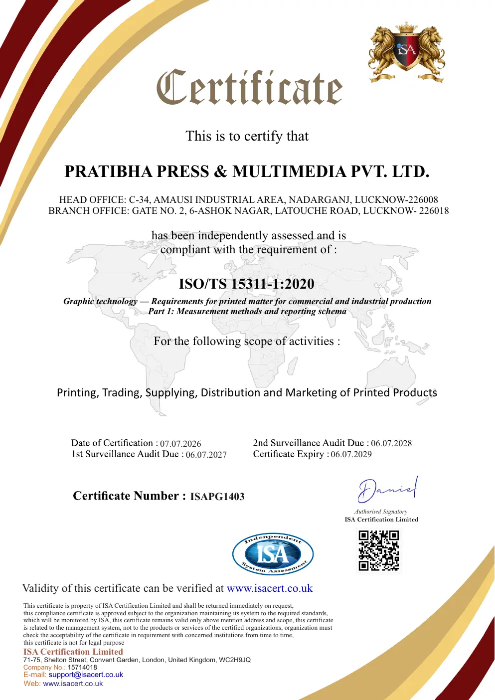 PPML ISO/TS 15311-1:2020 certificate