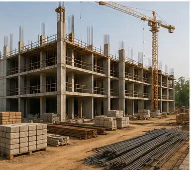 Illustrative view of cement and construction activity.