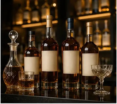 Illustrative view of the liquor and beverages sector using unbranded products.
