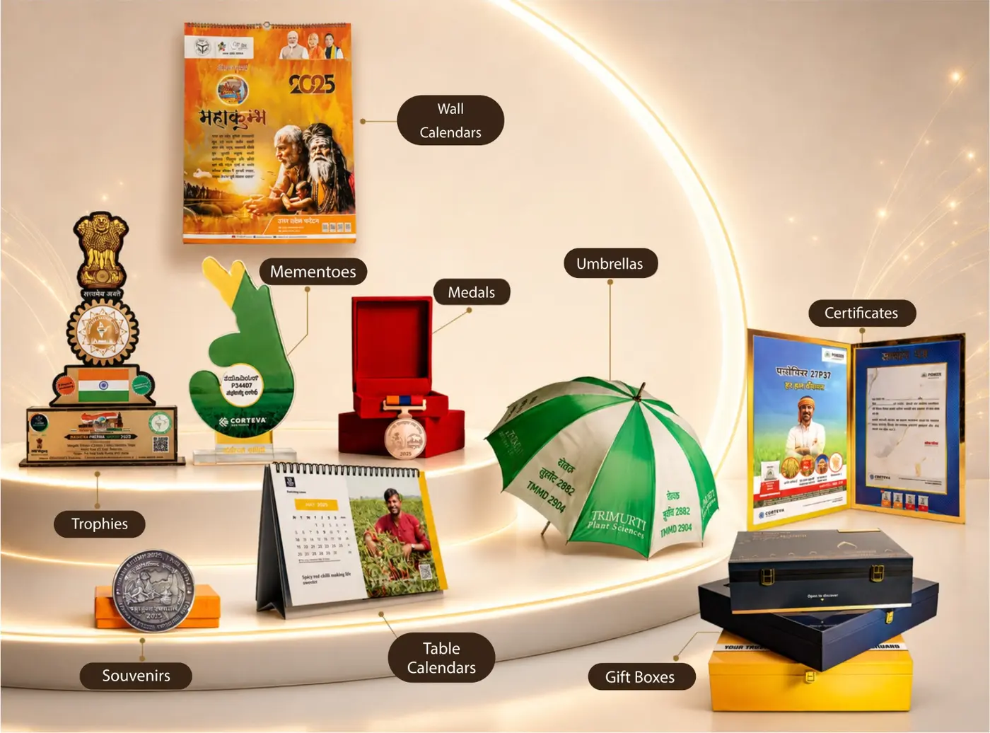 Promotional merchandise and corporate gifting formats produced by PPML.