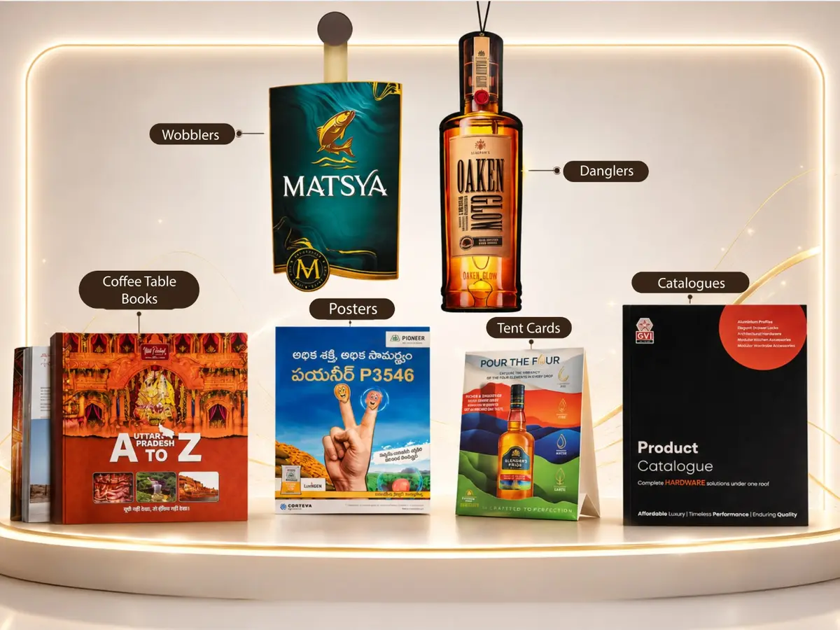 A collection of printed marketing collateral produced by PPML.